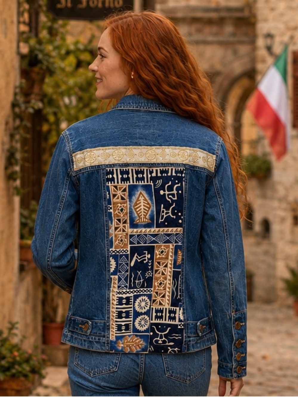 Vintage Y2K Upcycled Coupe Denim Jacket – Size M